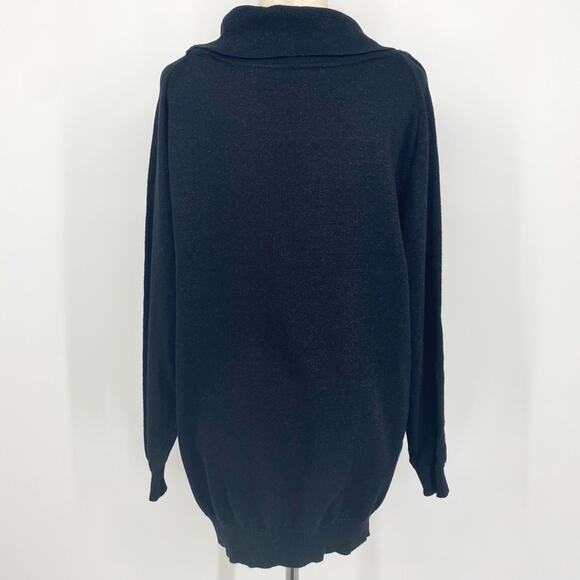 VINTAGE CHAUS Cowl Neck Long Sleeve Tunic Sweater Metallic Black Size Small - Picture 5 of 6